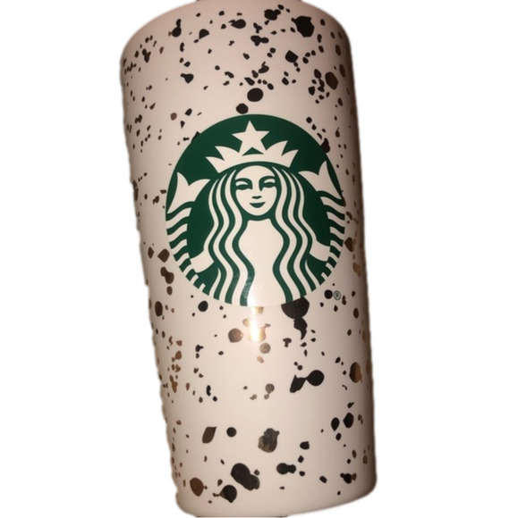 STARBUCKS 2019 Holiday Confetti Ceramic White and Gold 12 Ounce Beverage Tumbler - Picture 1 of 6